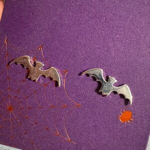 Sinsay Silver Bat Earrings Halloween